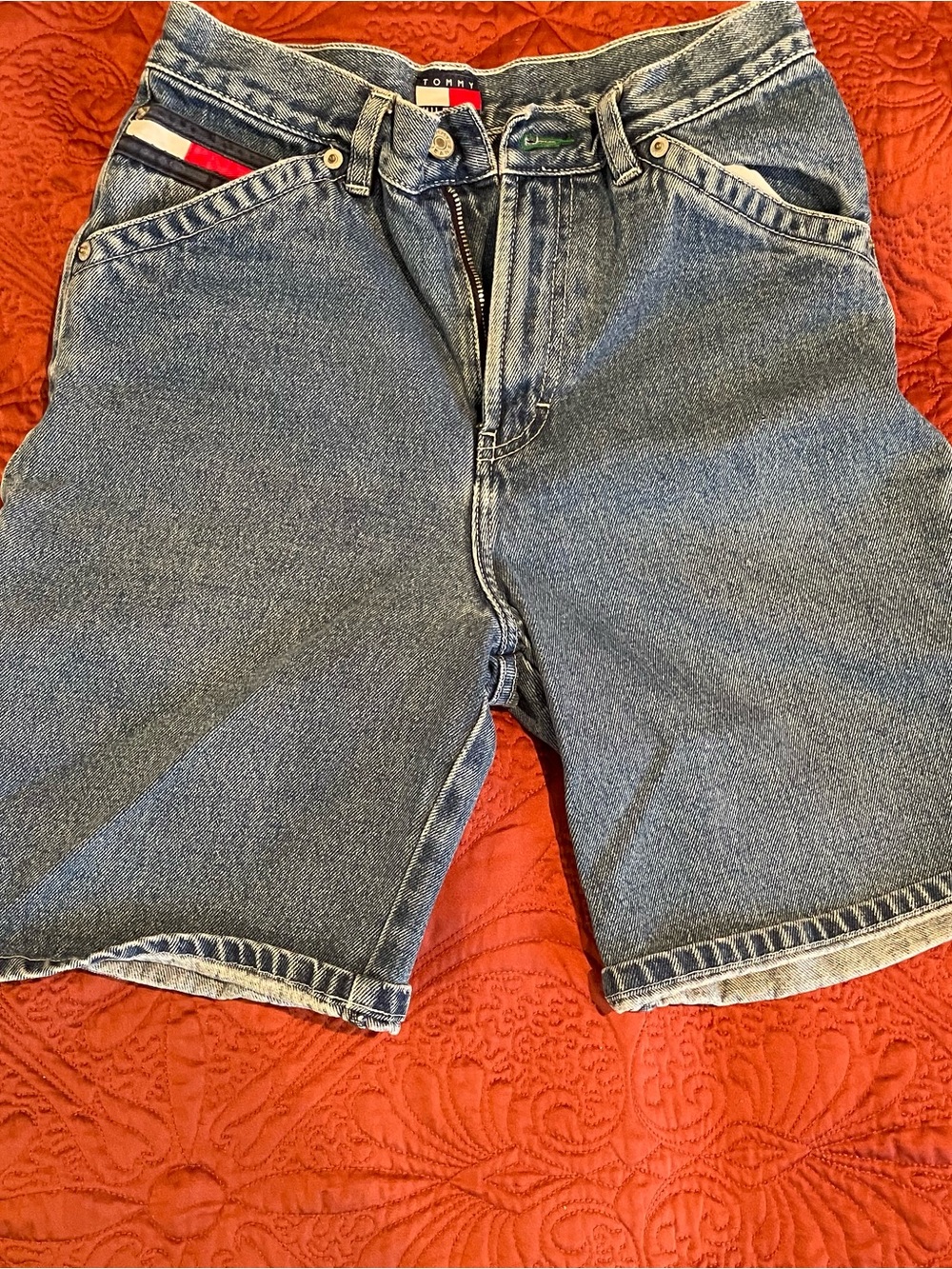 Tommy Hilfiger Women’s  Denim Jean Shorts in Blue with Flag Accent